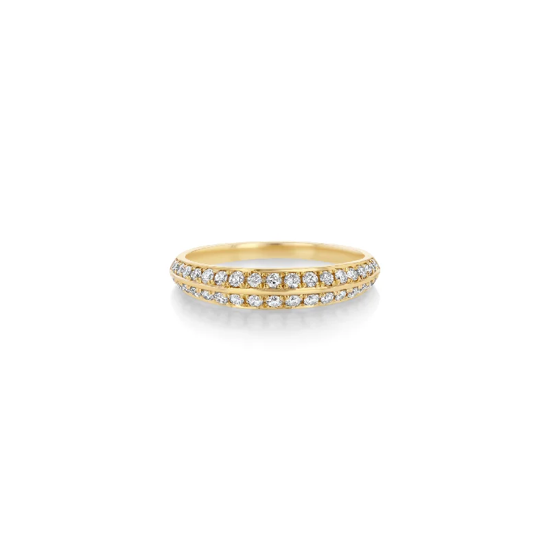 Ladies rings bare glow -Petite Crescent Ring With Double Sided Pavé