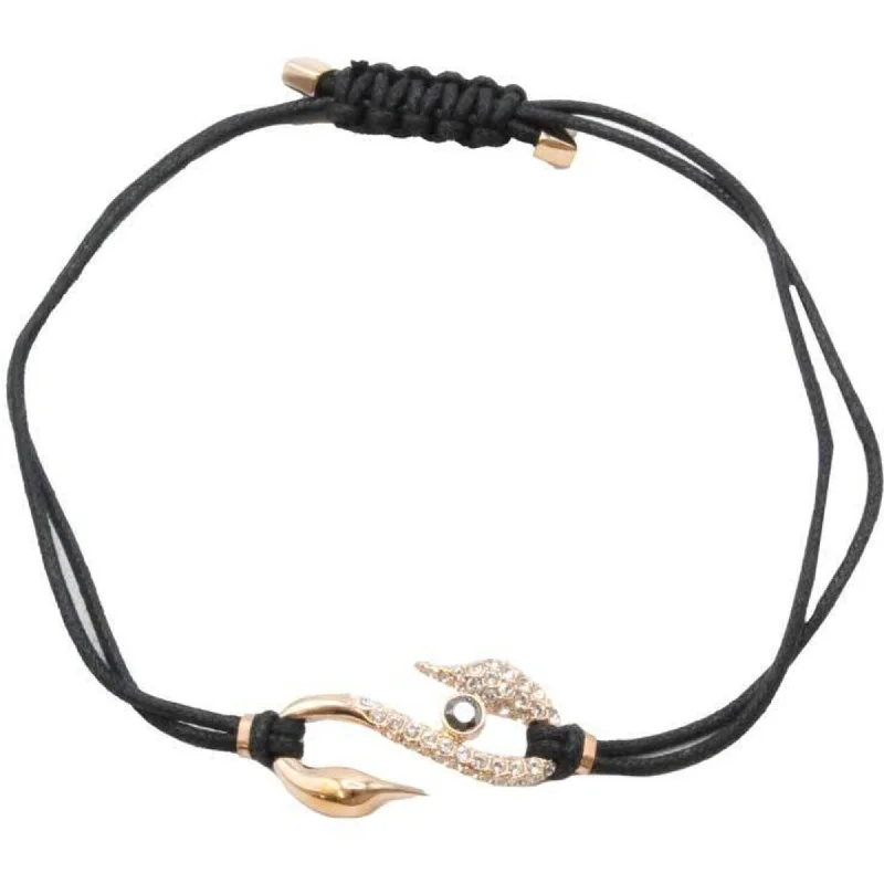 ladies bracelets horoscope-Swarovski Women's Bracelet - Power Rose Gold Plated Hook Black Cord | 5533508