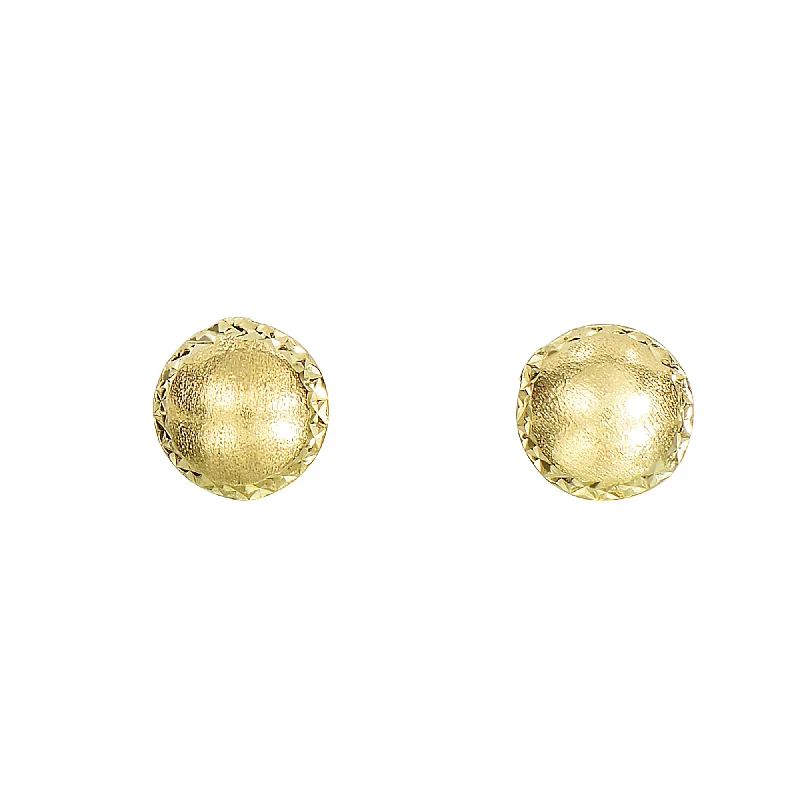 Ladies earrings bond glow -14K Gold Satin Bead and Diamond Cut Post Earring