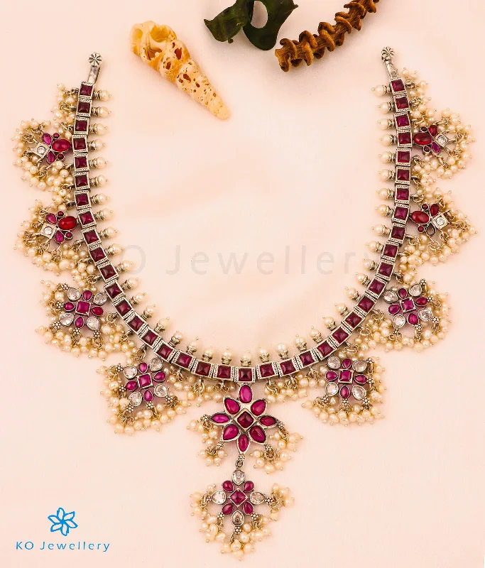 ladies necklaces collar-The Maanvi Silver Guttapusalu Necklace