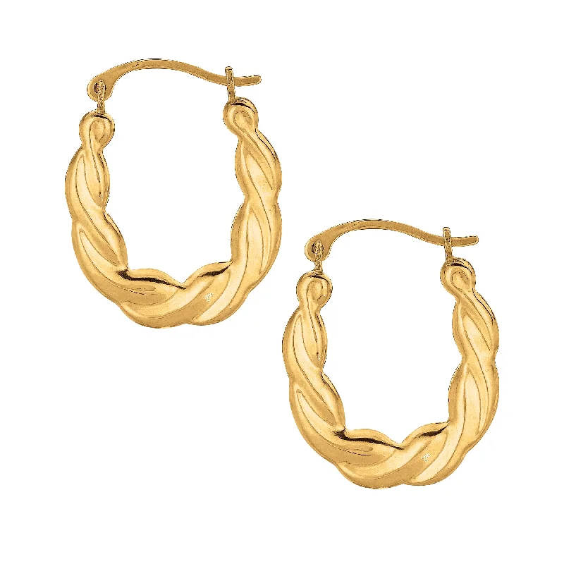 Ladies earrings mindful radiance -10K Gold Puffy Scalloped Oval Hoop Earring