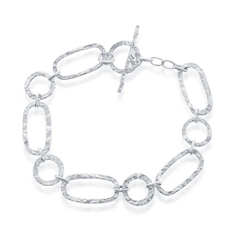 ladies bracelets onyx-Classic Women's Bracelet - Sterling Silver Hammered Style | S-4427