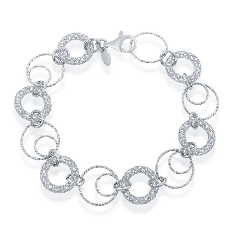 ladies bracelets premium quality-Classic Women's Bracelet - Sterling Silver Open Circles Link | S-4797