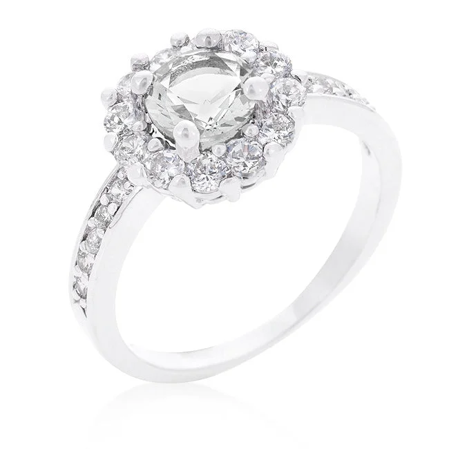 Ladies engagement rings roam charm -Belle Clear Round Halo Engagement Ring | 2.2ct