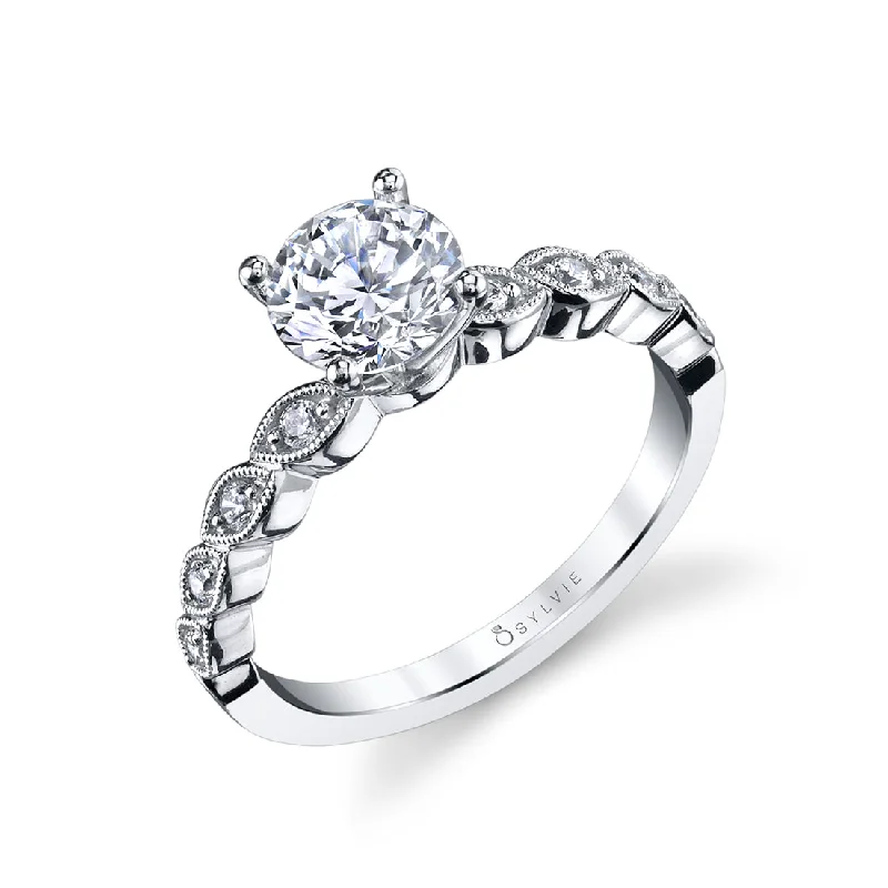 Ladies engagement rings ice glow -Sylvie Round Solitaire Engagement Ring S1516