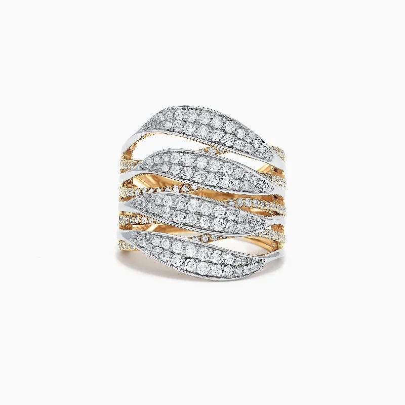 Ladies rings slim radiance -Duo 14K Yellow and White Gold Diamond Ring, 1.31 TCW