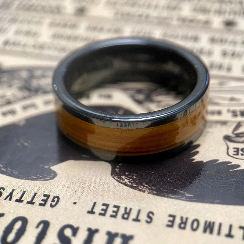 Ladies rings last chance -“The Gettysburg” 100% USA Made Black Ceramic Ring With Wood From The Gettysburg Battlefield