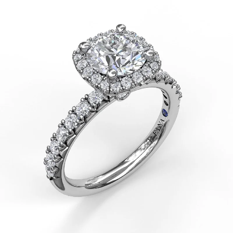 Ladies engagement rings odd gem glow -Fana Classic Diamond Halo Engagement Ring with a Gorgeous Side Profile 3817