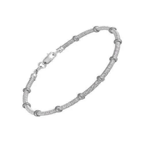 ladies bracelets celtic-Sterling Silver Tight Coil with Silver Beads Bracelet, 7"