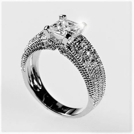 Ladies engagement rings cog charm -Rana 0.8ct Princess Solitaire Filigree Engagement Ring | 1.5ct