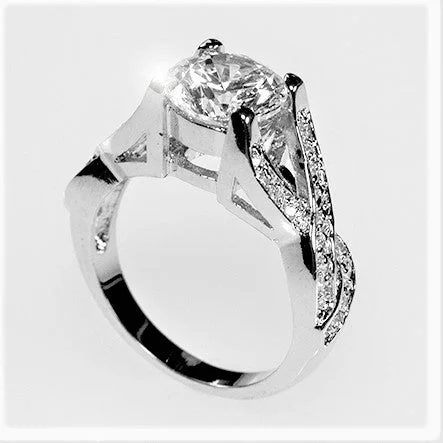 Ladies engagement rings vow charm ring -Fiora Brillant Round CZ Twist Engagement Ring  | 4.5ct