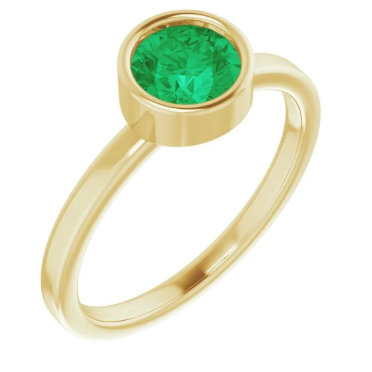 Ladies rings word glow -14K Yellow 6 mm Lab-Grown Emerald Ring