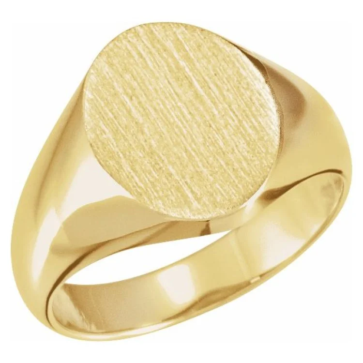 Ladies rings deco charm -10K Yellow 12x10 mm Oval Signet Ring