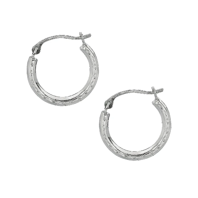 Ladies earrings one off shine -10K Gold Mini Diamond Cut Hoop Earring