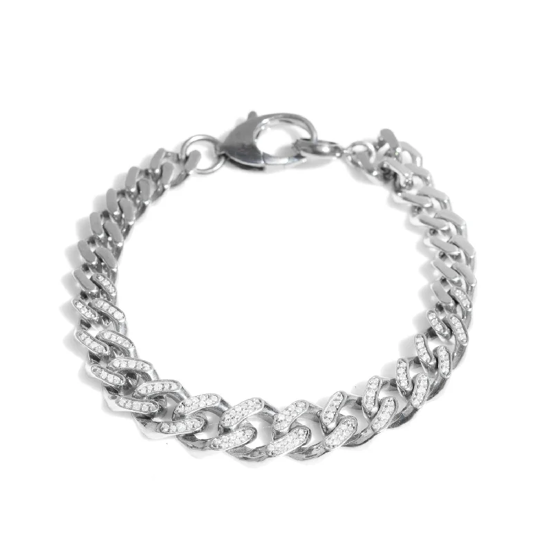 ladies bracelets jared-Pave Diamond Graduating Curb Chain Bracelet : B03509BG