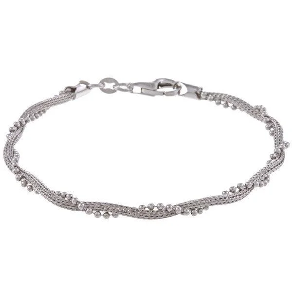 ladies bracelets spiritual-Sterling Silver Chain with Winding Beads Bracelet, 7"