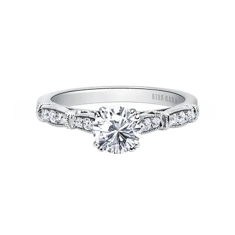 Ladies engagement rings wild charm -Milgrain Vintage Diamond Engagement Ring Setting