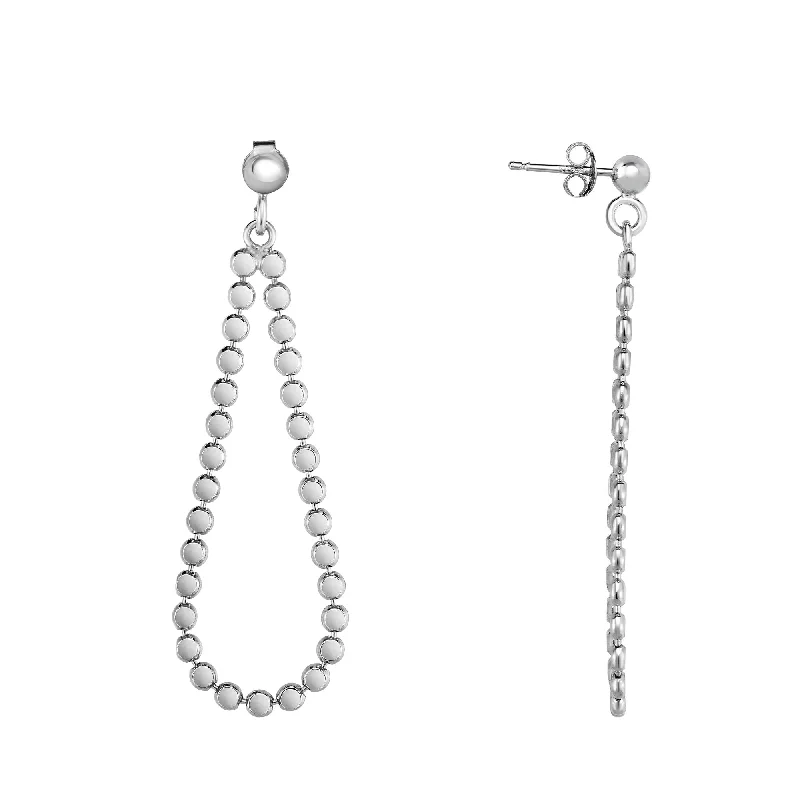 Ladies earrings life charm -Silver Polished Disc Pear Earring