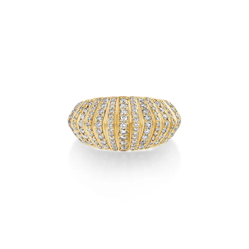 Ladies rings rise glow -XL Fluted Crescent Ring with Full Pavé