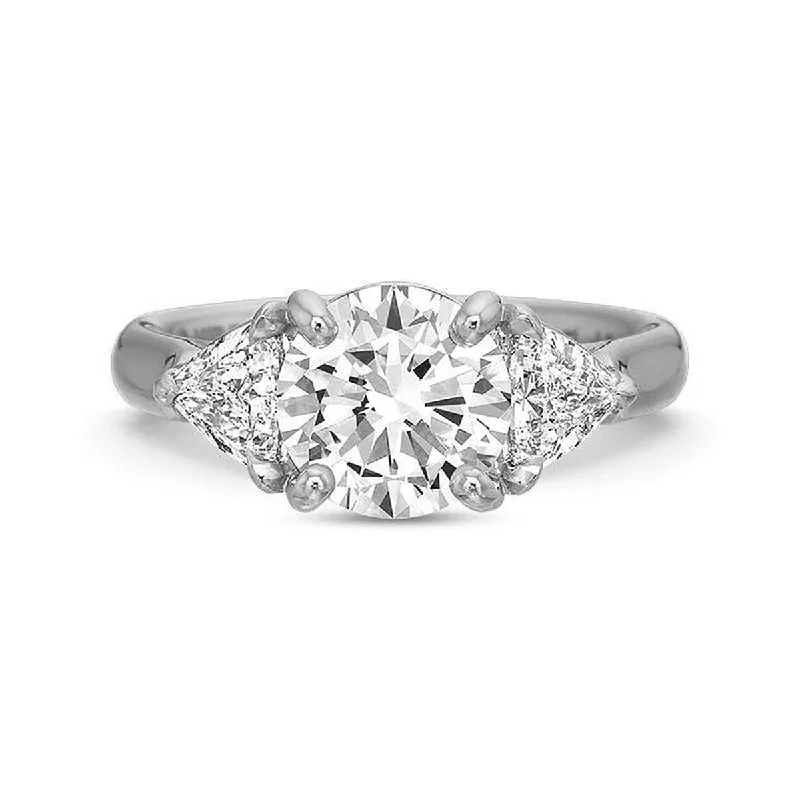 Ladies engagement rings calm glow -FlushFit Diamond 3-Stone Engagement Ring Setting