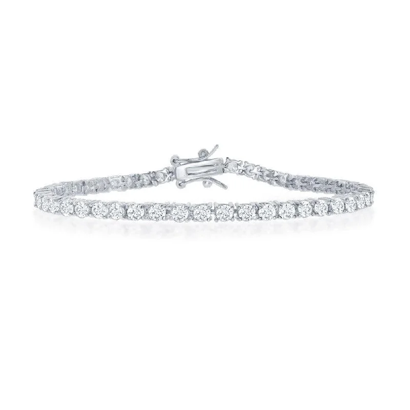 ladies bracelets round-Sterling Silver 3mm Prong-Set Round CZ Tennis Bracelet, 7.5"