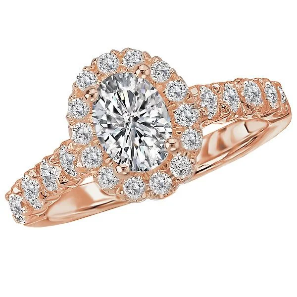 Ladies rings marquise shine band -14KT GOLD 1.75 CTW DIAMOND MICRO-SET OVAL HALO RING