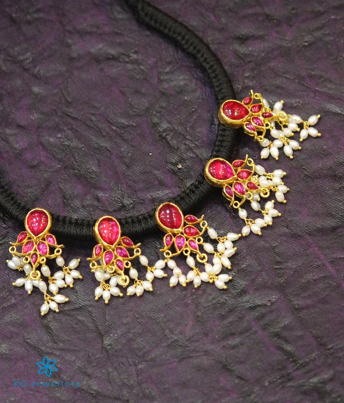 ladies necklaces nostalgia-The Niraja Silver Necklace (Red)