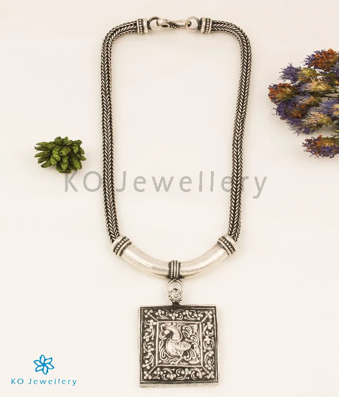 ladies necklaces brands-The Ahidvis Antique Silver Peacock Necklace