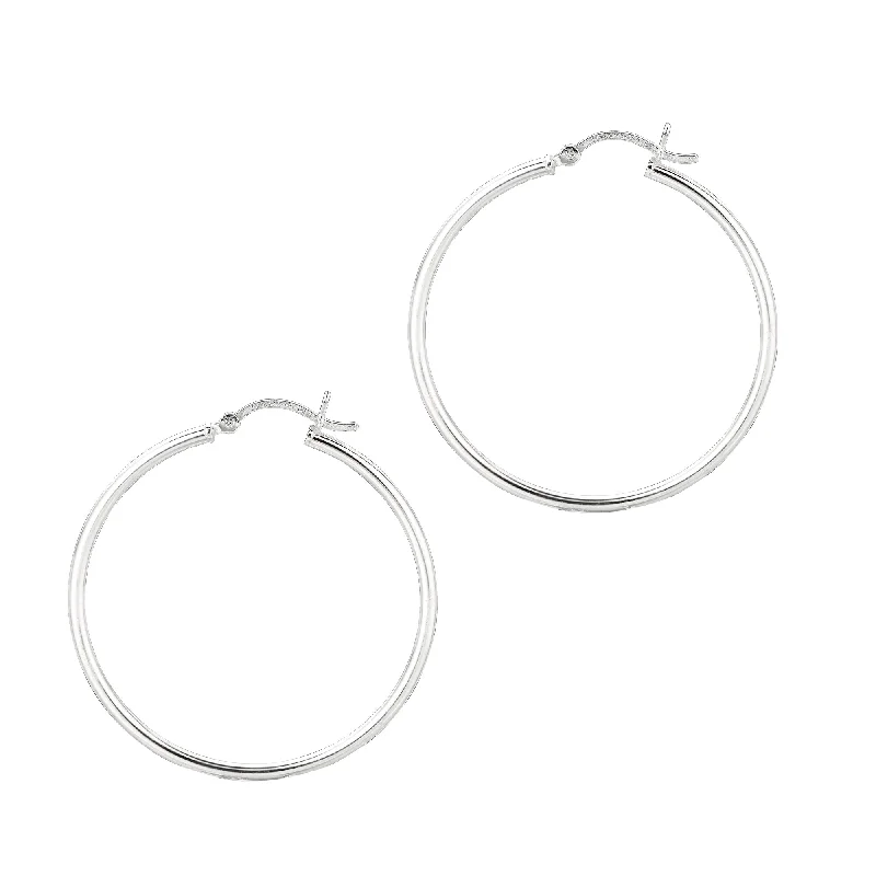 Ladies earrings root radiance -Silver 2x35mm Hoop Earring