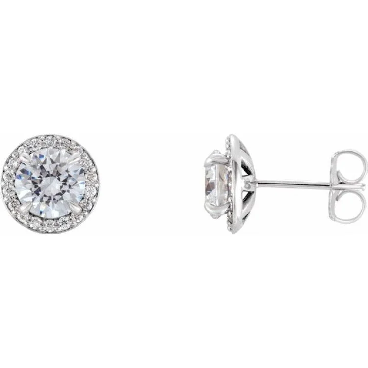 Ladies earrings true radiance -Platinum 3/8 CTW Natural Diamond Halo-Style Earrings