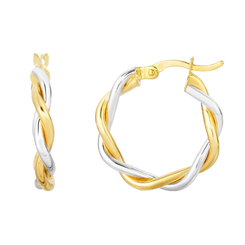 Ladies earrings flow charm -10K Gold Polished Twist Hoop Earring