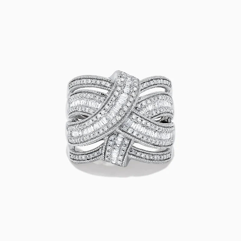 Ladies rings dear charm -Classique 14K White Gold Diamond Ring, 0.93 TCW