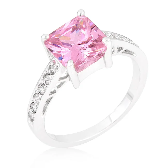 Ladies engagement rings line radiance -Barrie 2ct Pink Princess Solitaire Engagement Ring | 2.3ct