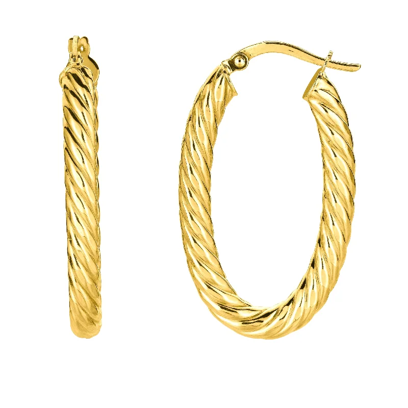 Ladies earrings orbit glow -14K Gold Large Oval Twist Hoop Earring