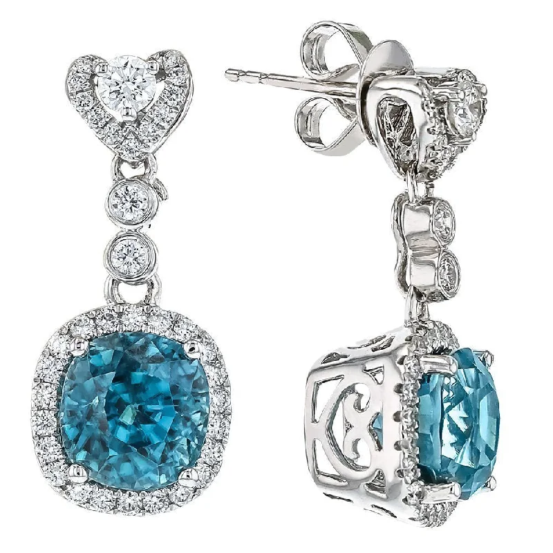 Ladies earrings joy radiance -JULEVE 18KT 10.94 CARAT BLUE ZIRCON & 0.88CTW DIAMOND EARRINGS