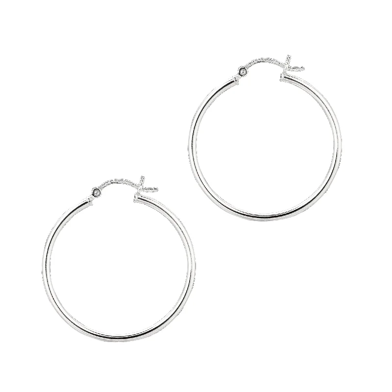 Ladies earrings sand glow -Silver 2x30mm Hoop Earring