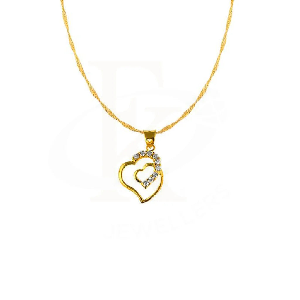 ladies necklaces stores-Gold Necklace (Chain with Twisted Heart Pendant) 18KT - FKJNKL1690