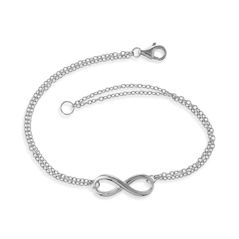 ladies bracelets animal-Sterling Silver Double Strand Infinity Bracelet, 7"