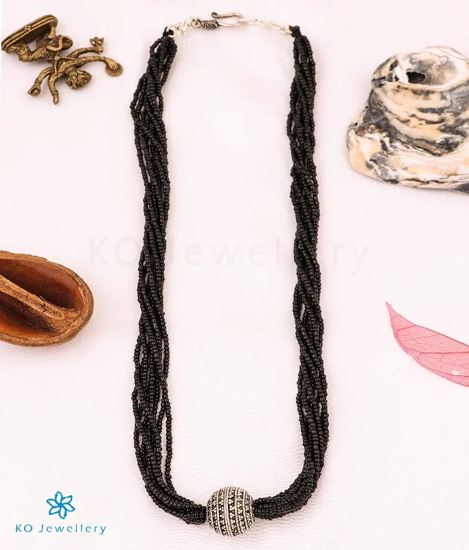 ladies necklaces yellow-The Rujuta Silver Beads Necklace