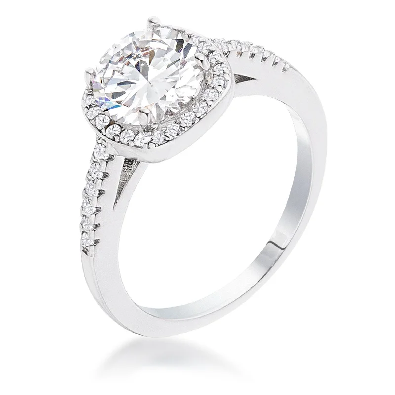 Ladies engagement rings wow charm -Jerrica Round CZ Halo Engagement Ring | 1.7ct