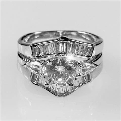 Ladies engagement rings dear charm -Shyla 1.3ct Round and Baguette CZ Engagement Ring Set | 3.8ct