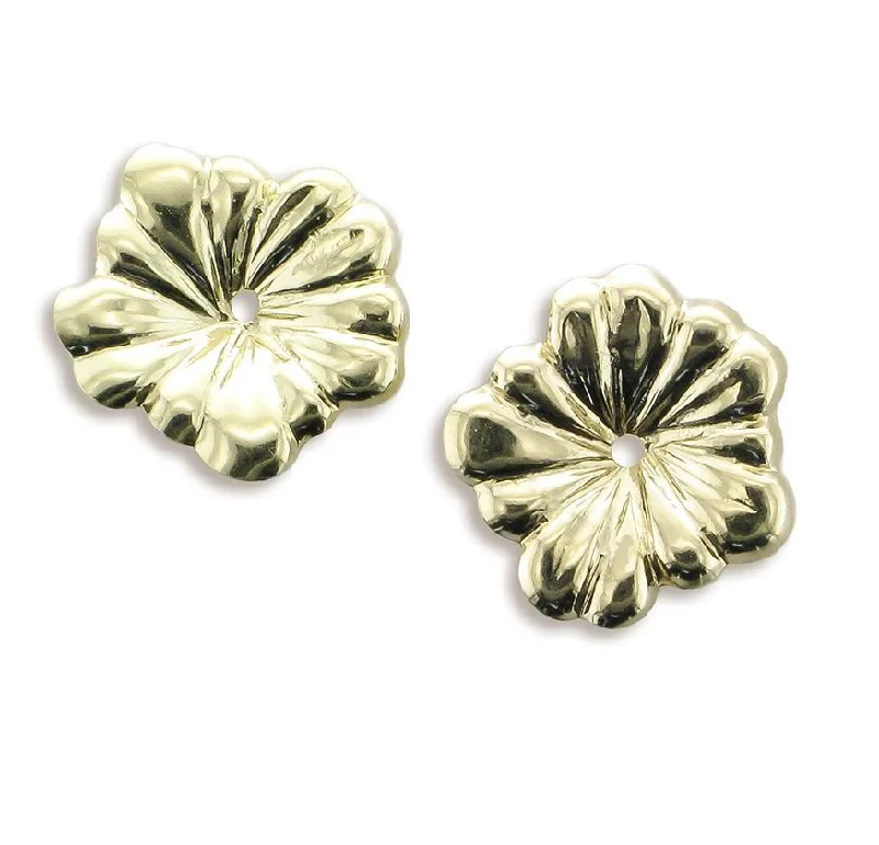 Ladies earrings beat shine -14KT Yellow Gold Flower Earring Jackets