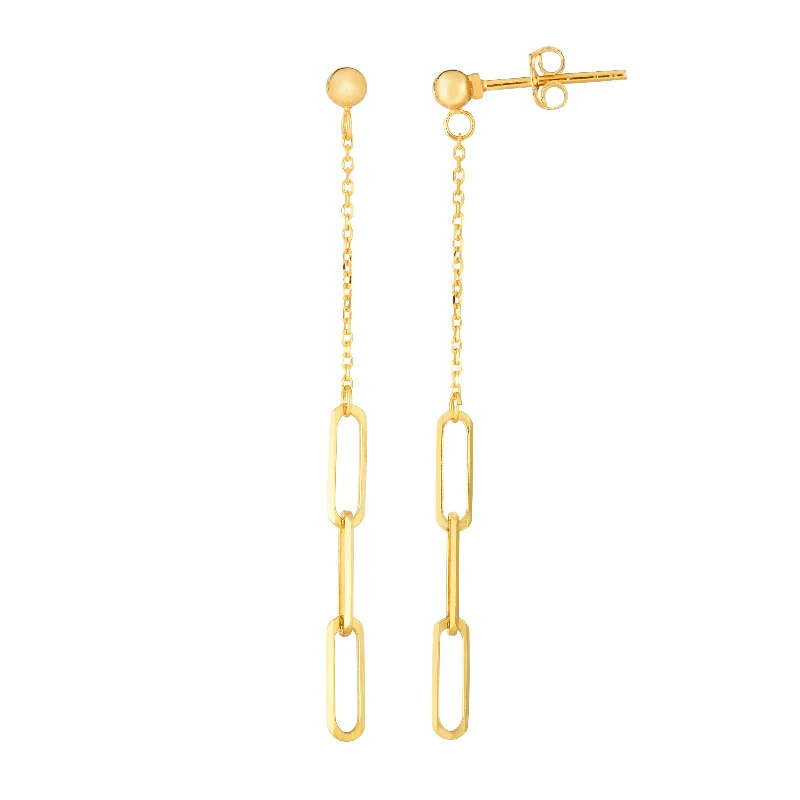 Ladies earrings pearl elegance -14K Gold Dangle Paperclip Earrings