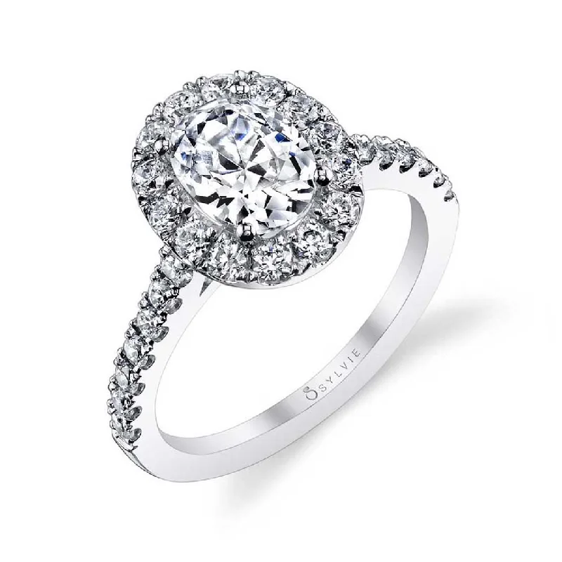 Ladies engagement rings milestone shine -Sylvie Oval Engagement Ring With Halo S1199-OV