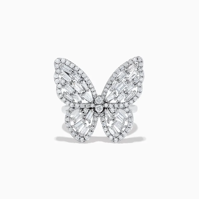 Ladies rings yes charm -Classique 14K White Gold Diamond Butterfly Ring