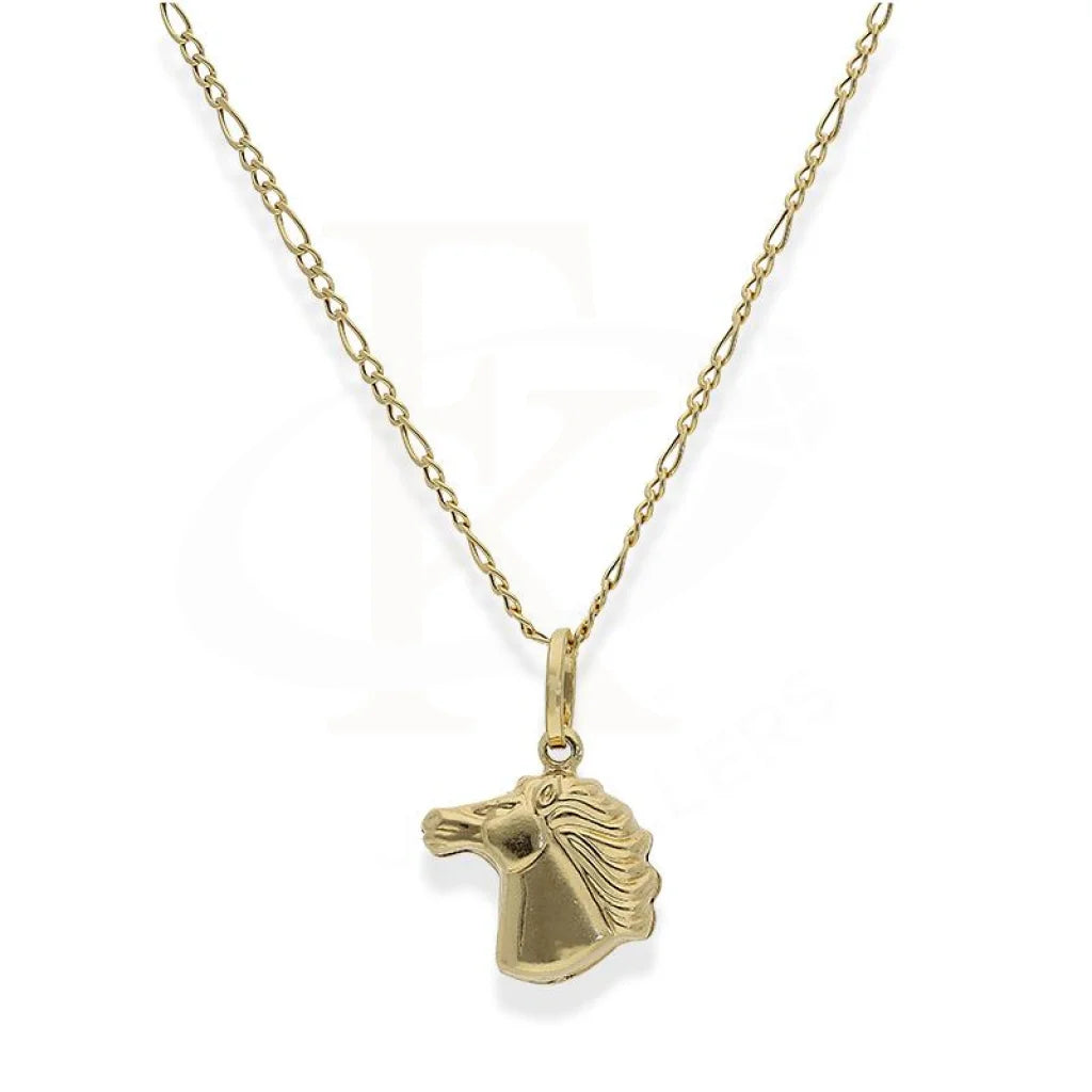 ladies necklaces jewelry box-Gold Necklace (Chain with Horse Shaped Pendant) 18KT - FKJNKL18K2246