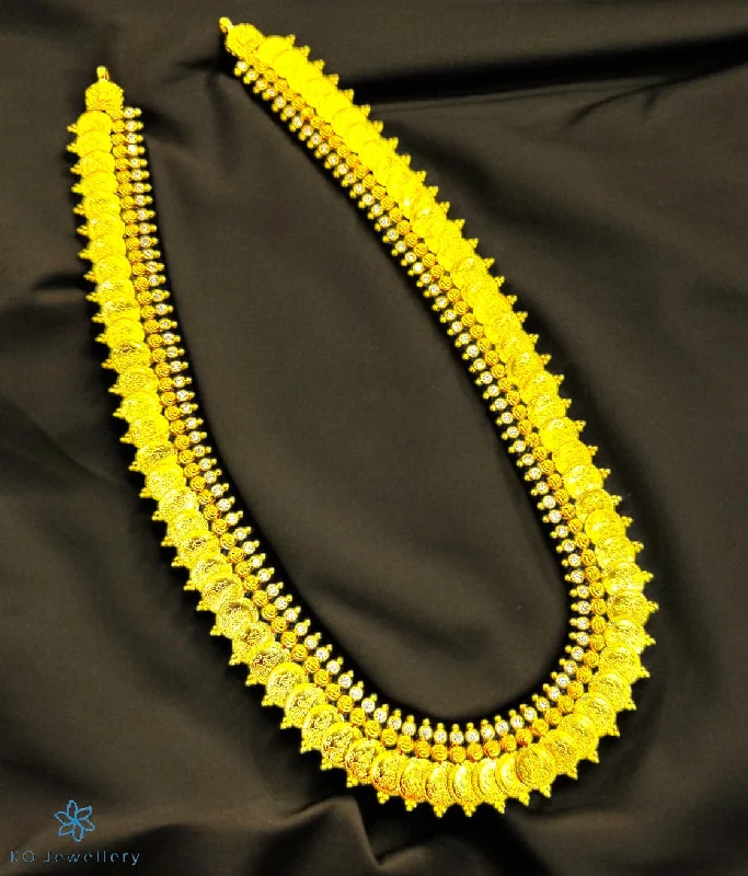 ladies necklaces 1980s-The Classic Laxmi Kasu-malai Long Necklace (White)