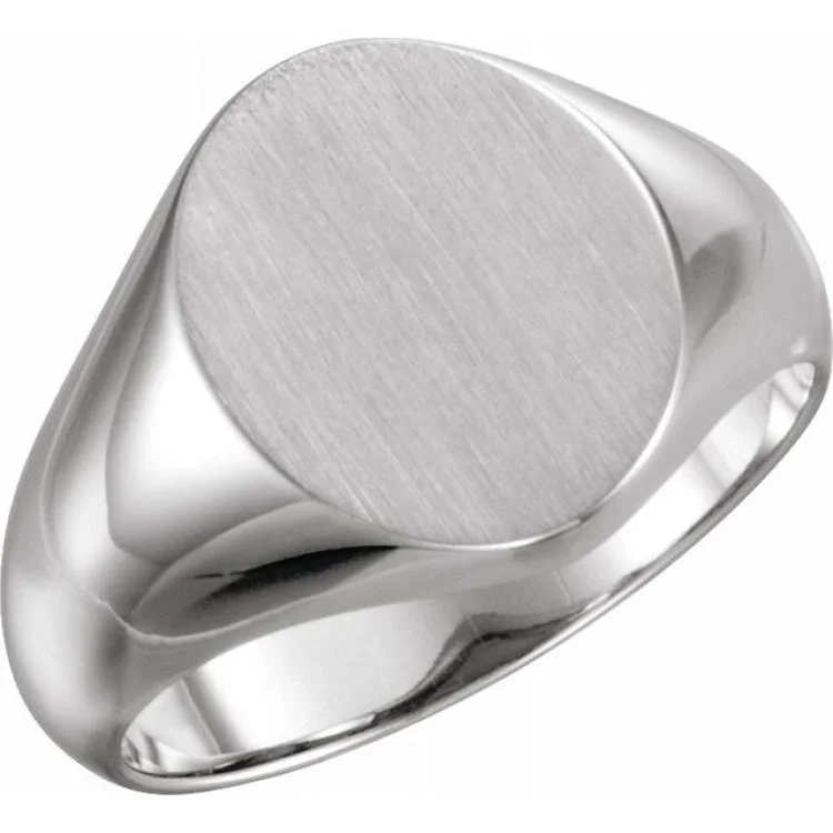 Ladies rings weave glow -Platinum 12x10 mm Oval Signet Ring