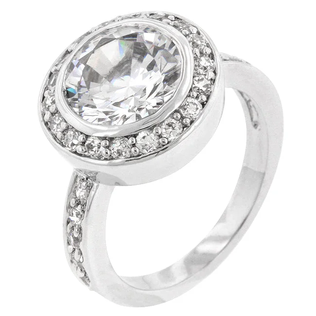 Ladies engagement rings slim radiance -Gatsby Vintage 4ct Round Halo Engagement Ring | 5.5ct