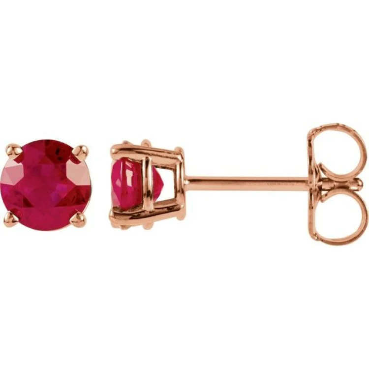 Ladies earrings smoky charm -14K Rose 5 mm Lab-Grown Ruby Stud Earrings